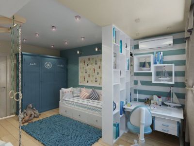 Дизайн детской комнаты для двоих разнополых школьников