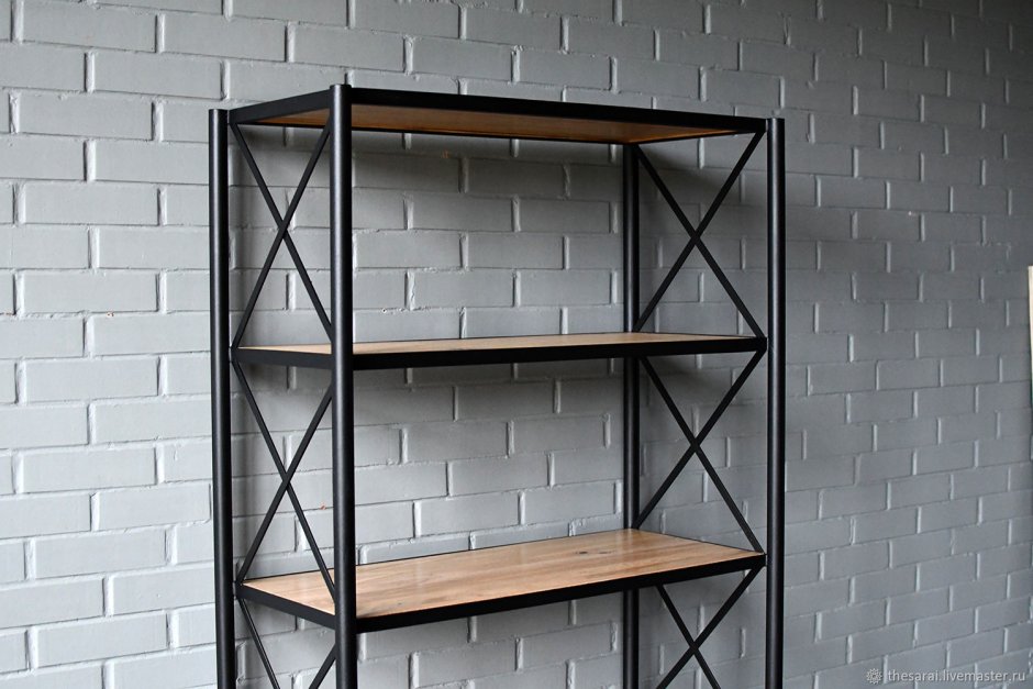 Полка из металла и дерева лофт