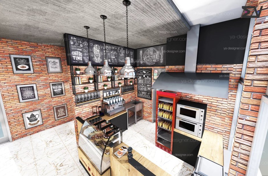 Мини кофейня в стиле лофт