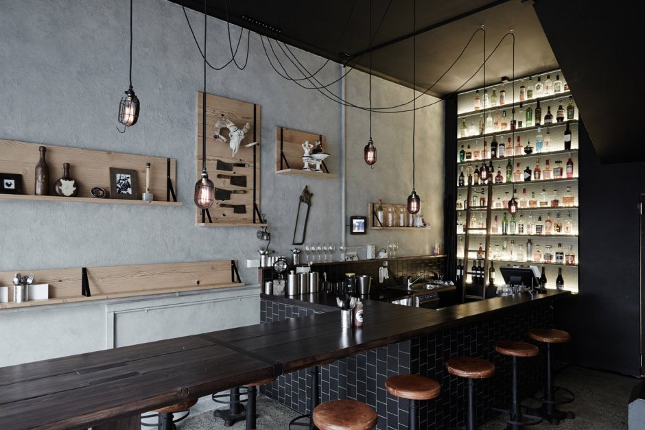 Барные стойки кафетерия в стиле лофт