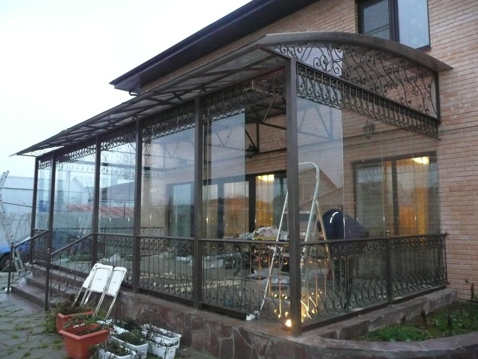 Остекление террасы монолит.поликарбонатом