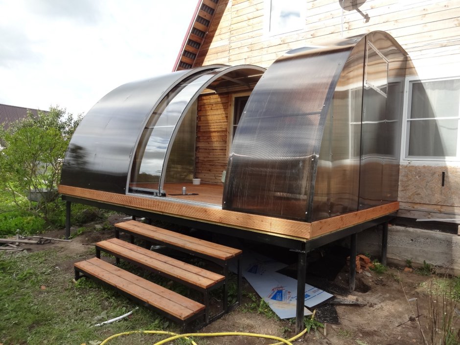 Стеклянная веранда к дому