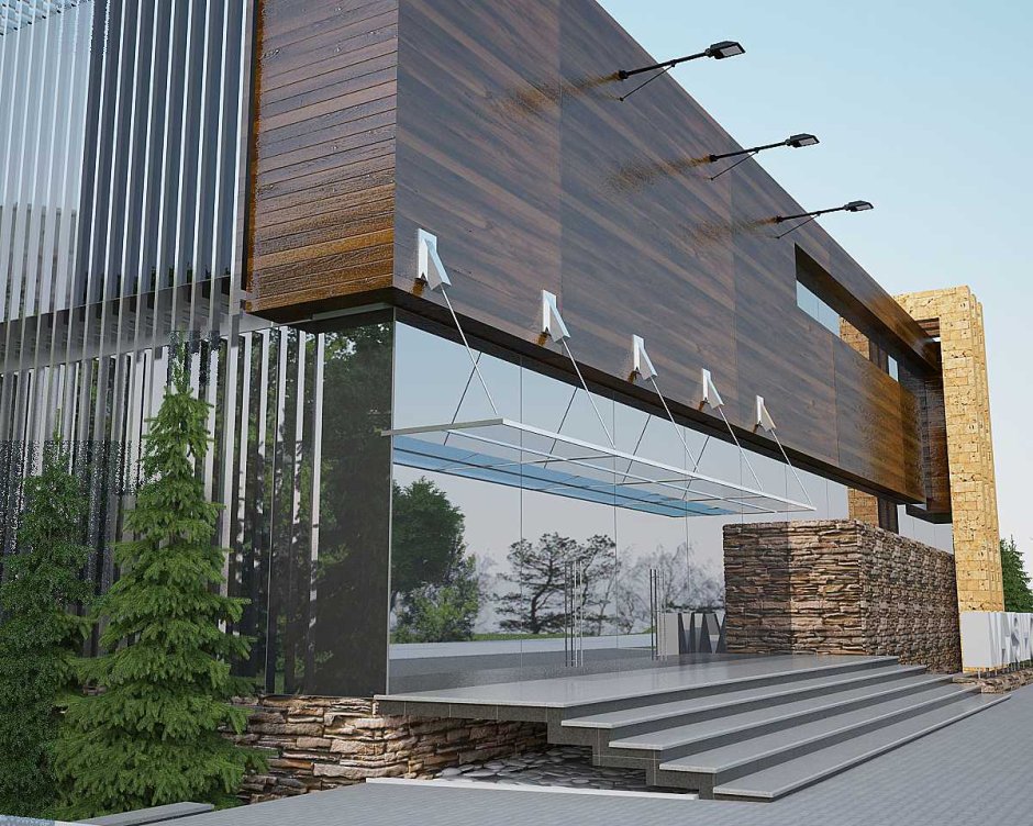 Фасад из стекла