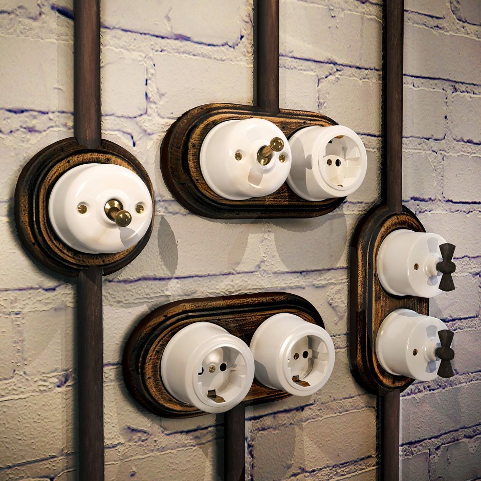 Выключатели и розетки в стиле лофт