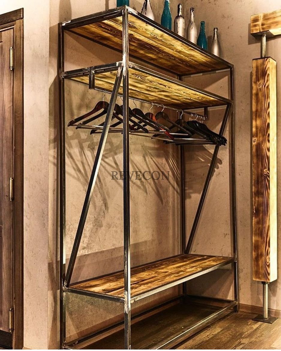 Полка для обуви из металла и дерева