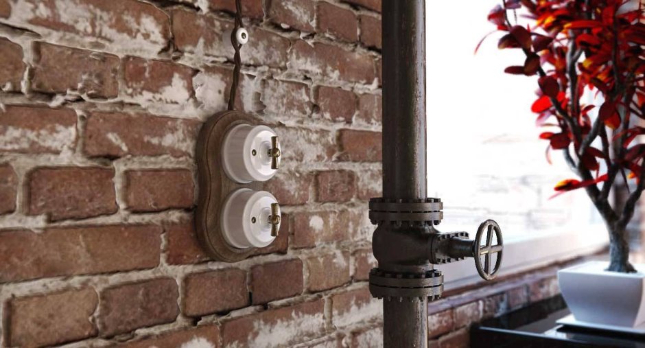 Выключатели и розетки в стиле лофт