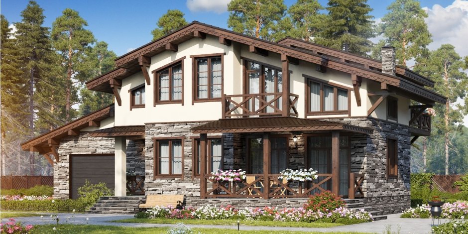 Стиль альпийского Шале фасад