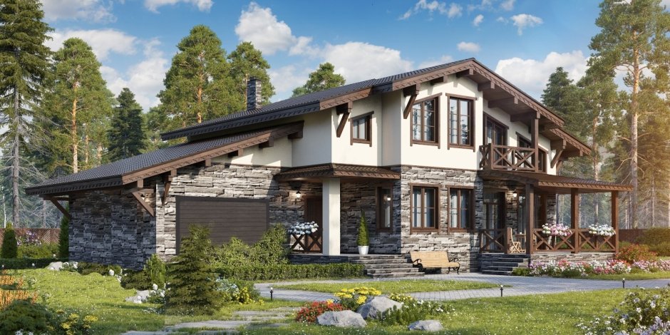 Проект Шале 250кв с цоколем