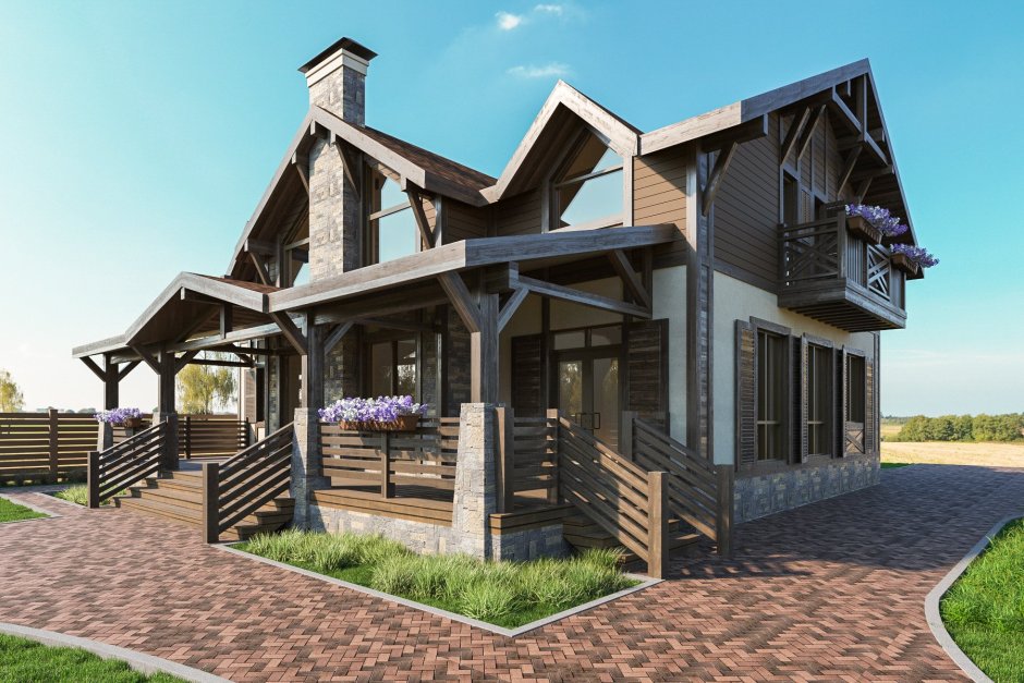 Стиль альпийского Шале фасад