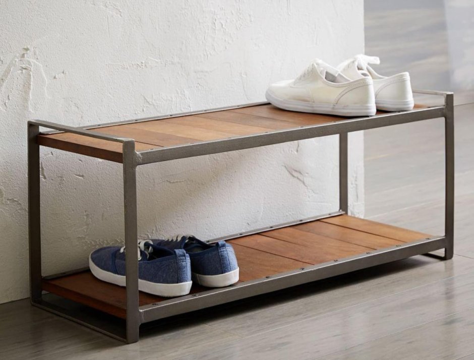 Wood&Steel / тумба для обуви Wood&Steel в стиле лофт,3 яруса, 60x90x30 см