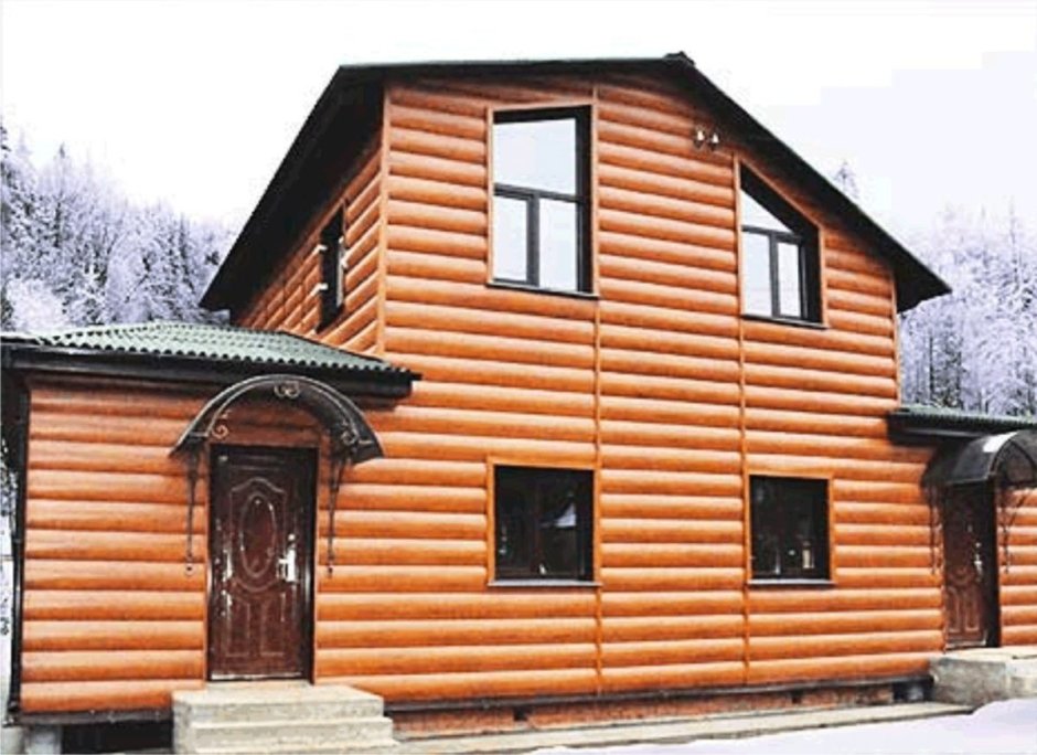 Фасад сайдинг блок Хаус