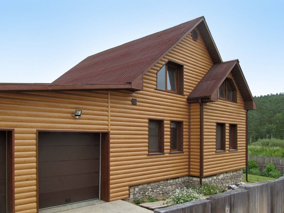 Металлосайдинг блок Хаус золотой орех