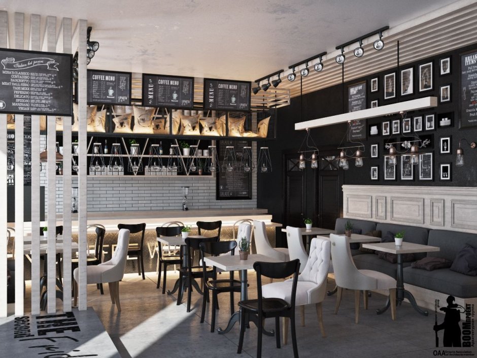 Потолок лофт в кафе