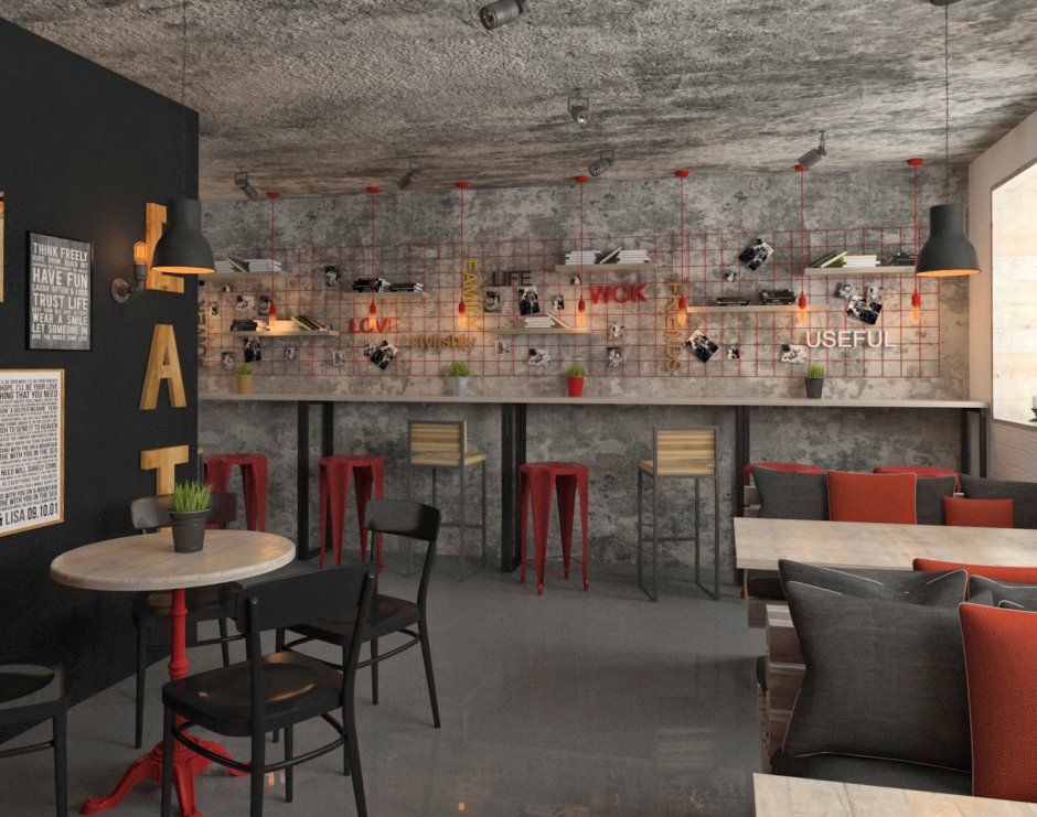 Отделка стен в кафе