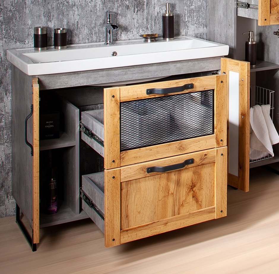 Лофт тумба под раковину подвесная 55