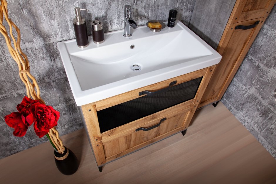 Тумба-умывальник лофт фабрик 65 дуб Эндгрейн