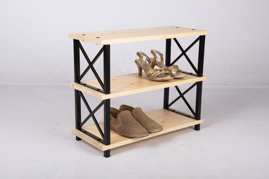 Обувница лофт массив дуба lo164 с подставкой для зонтов