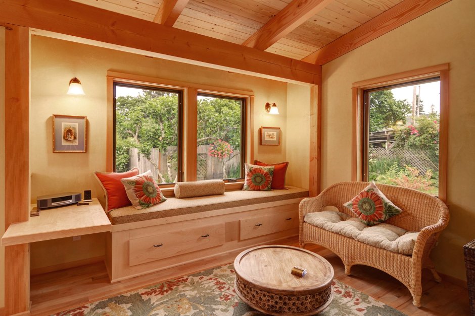 Гостиная в загородном доме в скандинавском стиле