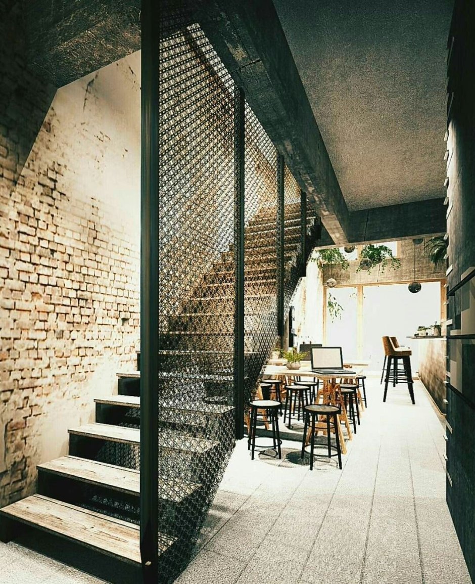 Лестница лофт в интерьере