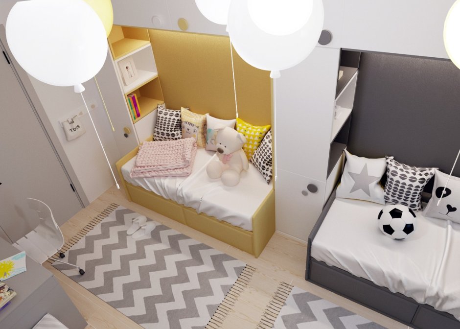 Детская комната комната для двоих разнополых детей