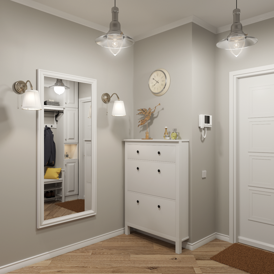 Прихожая серая с белым