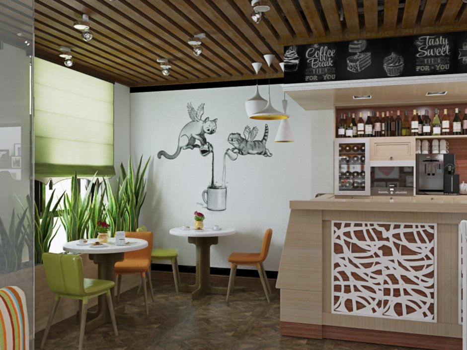Интерьер маленького кафе