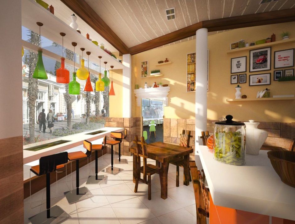 Интерьер маленького кафе