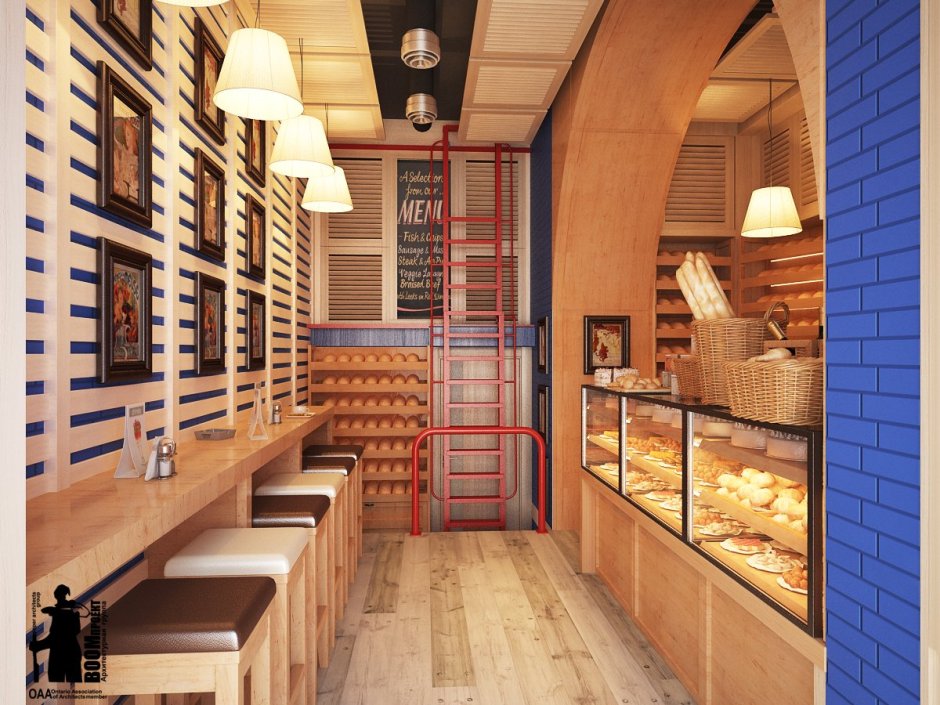 Интерьер пекарни кондитерской