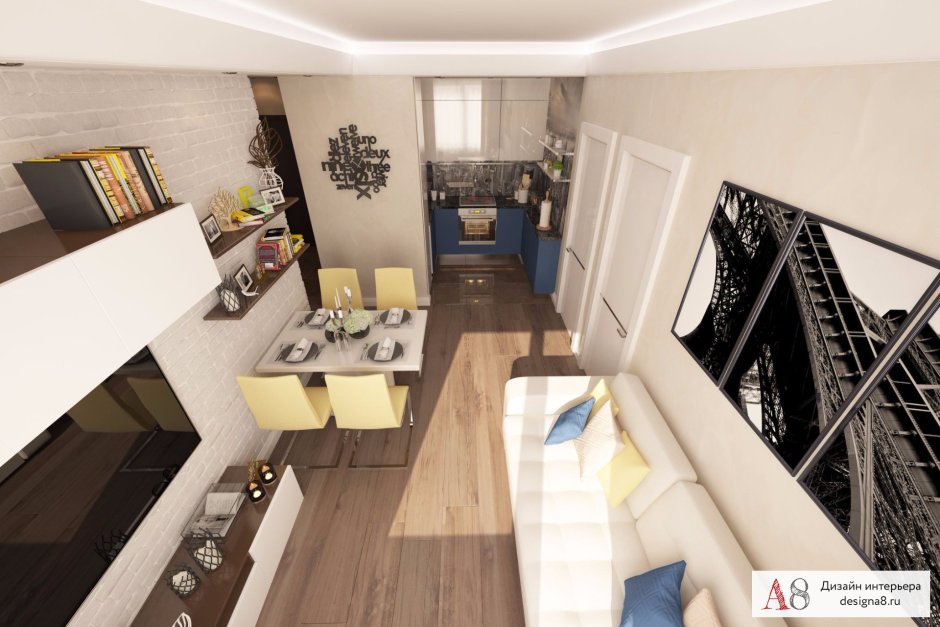 Однокомнатная квартира распашонка интерьер