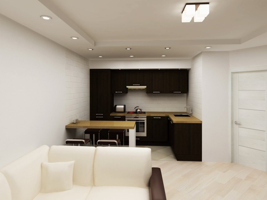 Кухня-гостиная 20 кв.м евродвушка