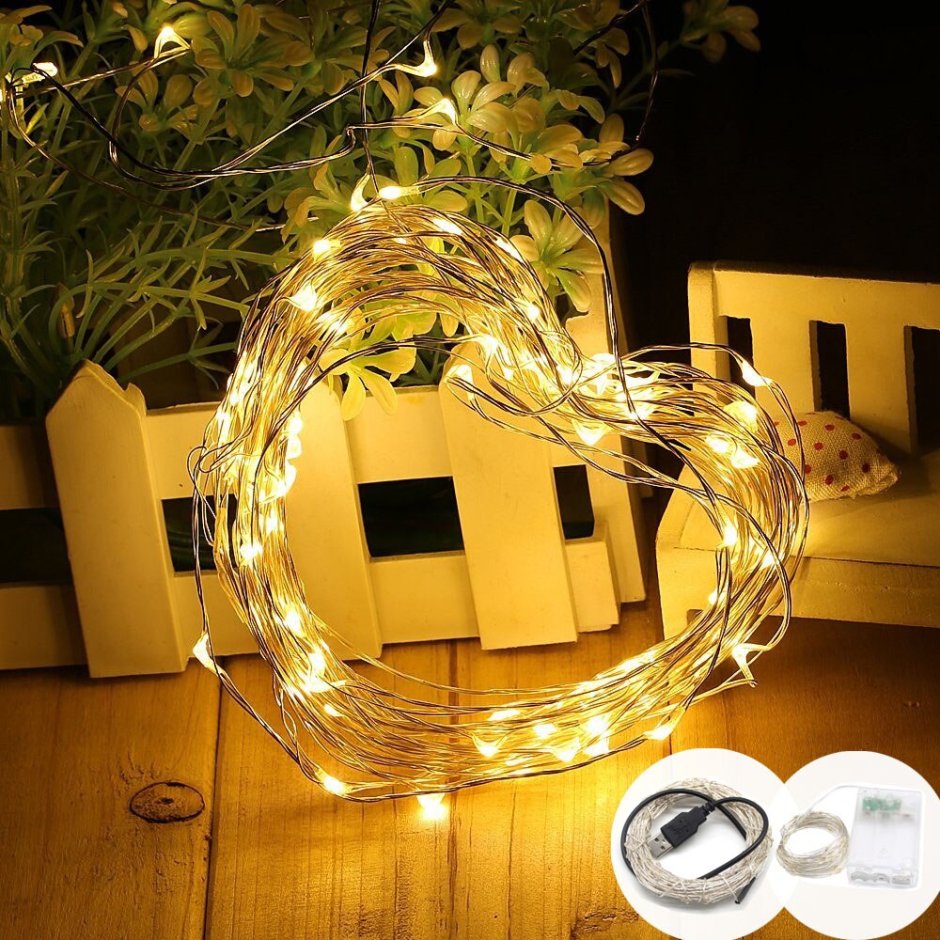 Silver wire Lights гирлянда