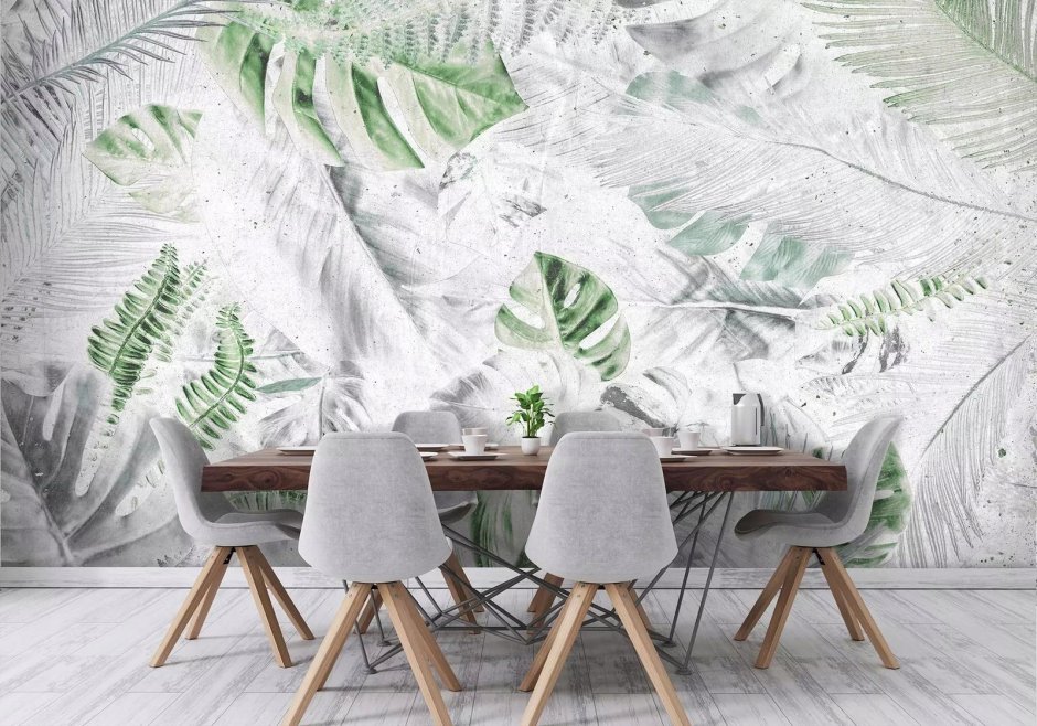 Фотообои пальмовые листья в интерьере