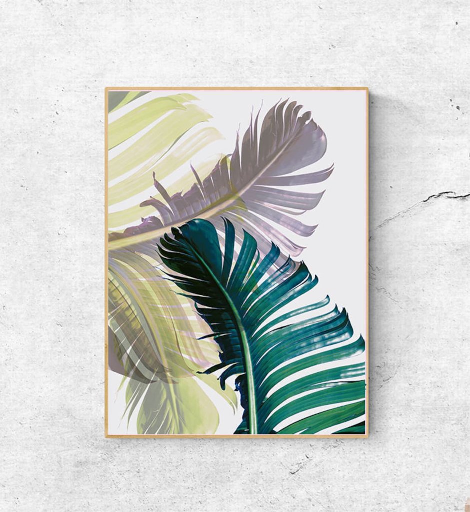 Живопись тропические листья с поталью