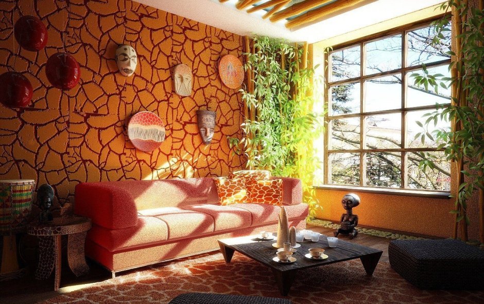 Этностиль Африка интерьер