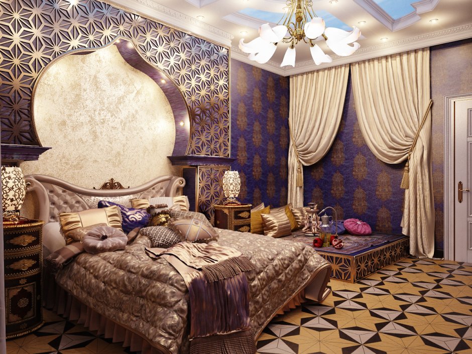 Спальня в арабском роскошном стиле