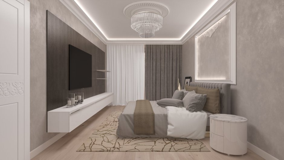 Спальня в тонах кофе с молоком