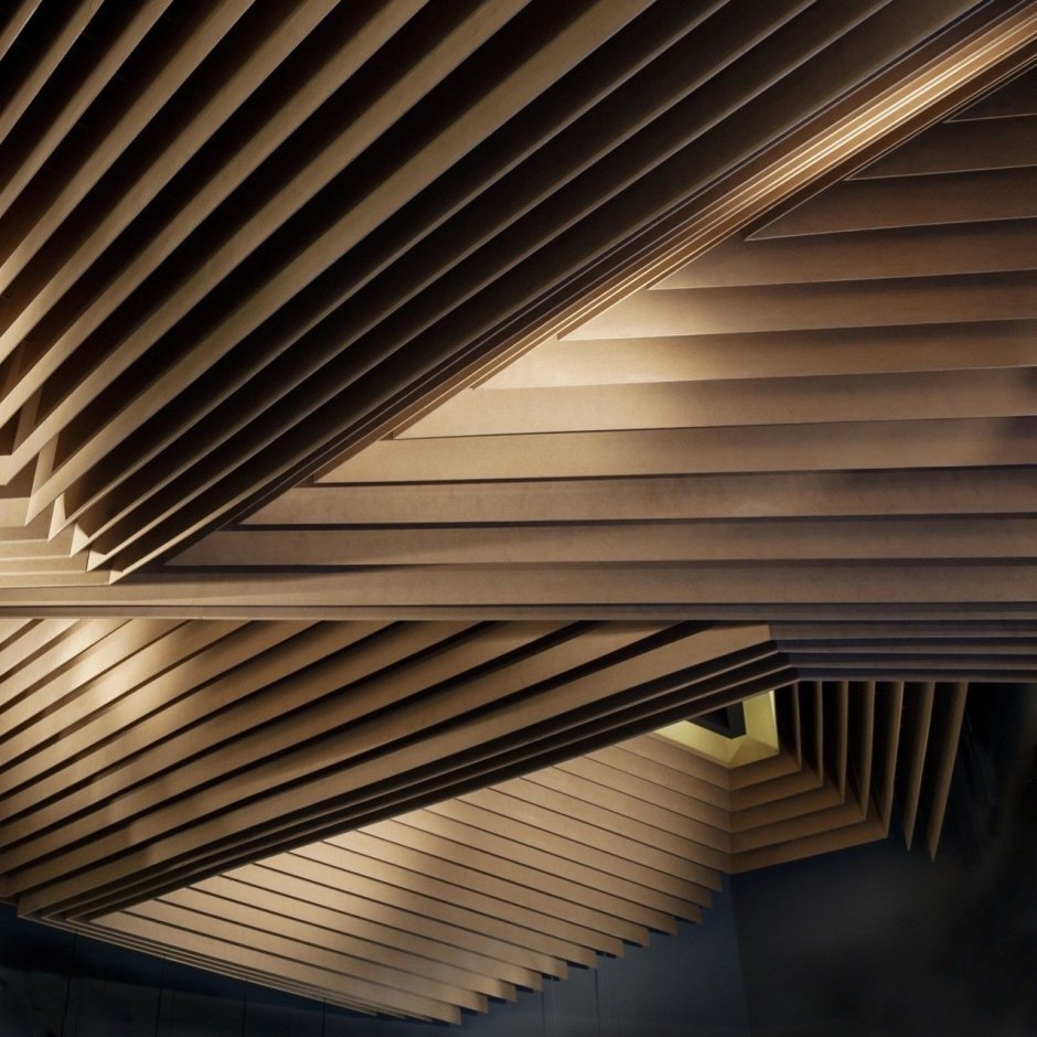 Потолок из деревянных панелей