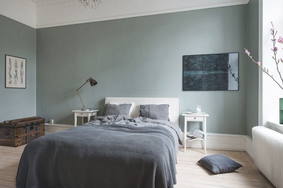 Акцентная стена в спальне в скандинавском стиле