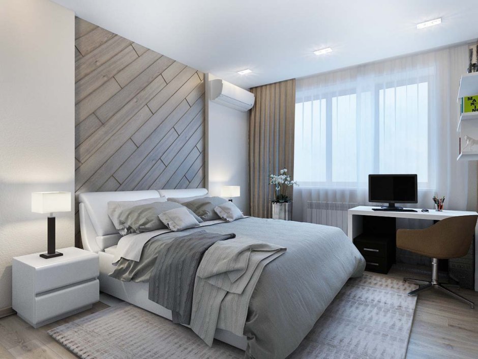 Изголовье из ламината в интерьере