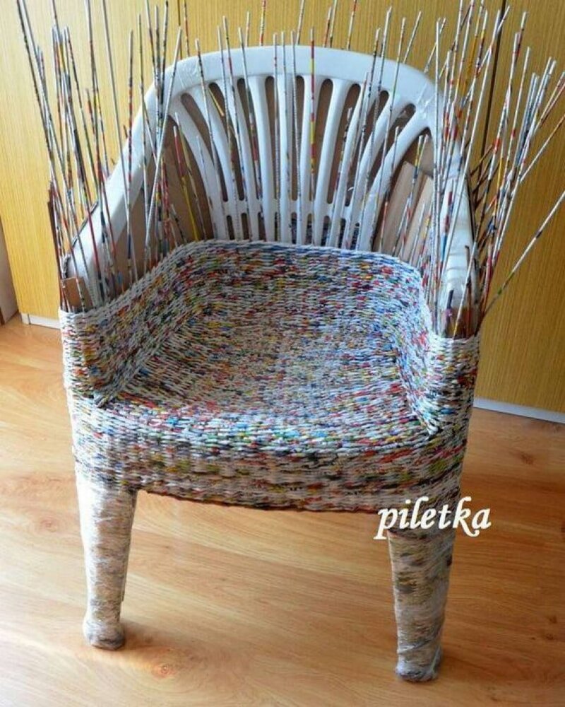 Плетеная мебель из газет