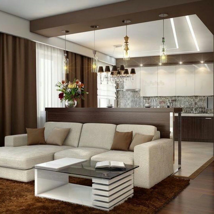 П образная кухня гостиная