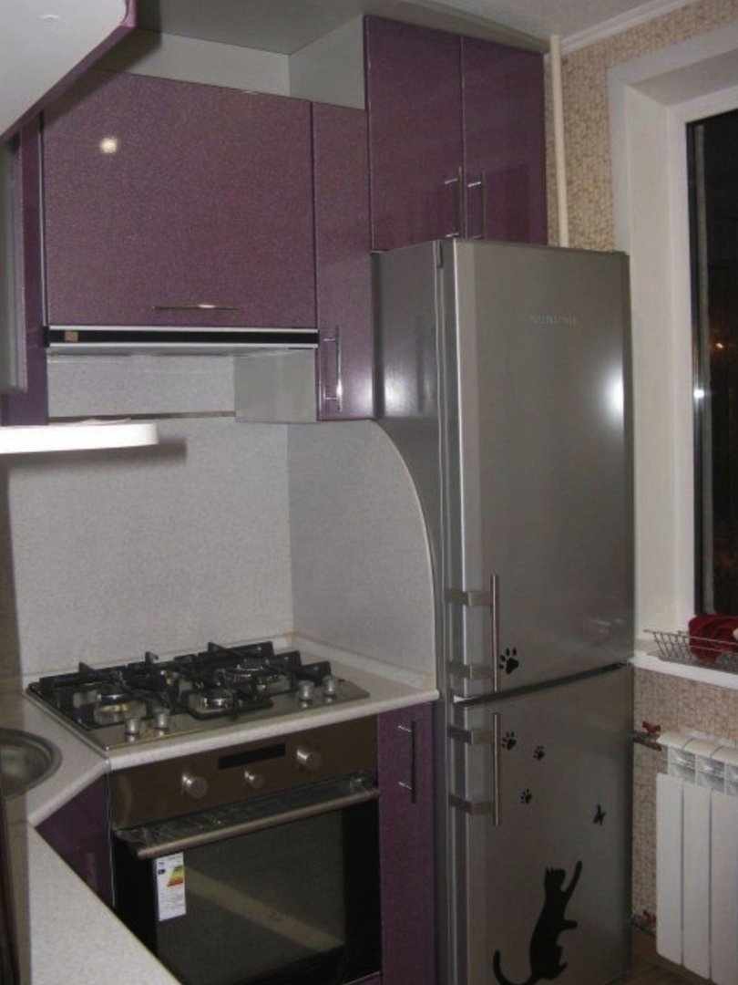 Кухни в хрущёвках с холодильником газовой колонкой 6кв