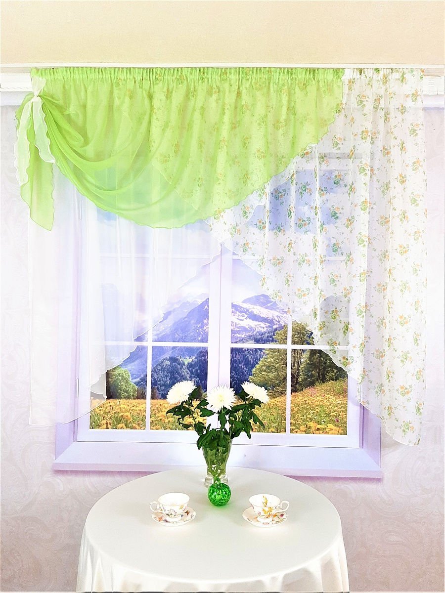 Воздушная тюль на кухню