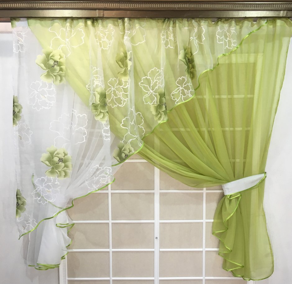 Модели штор для кухни арка