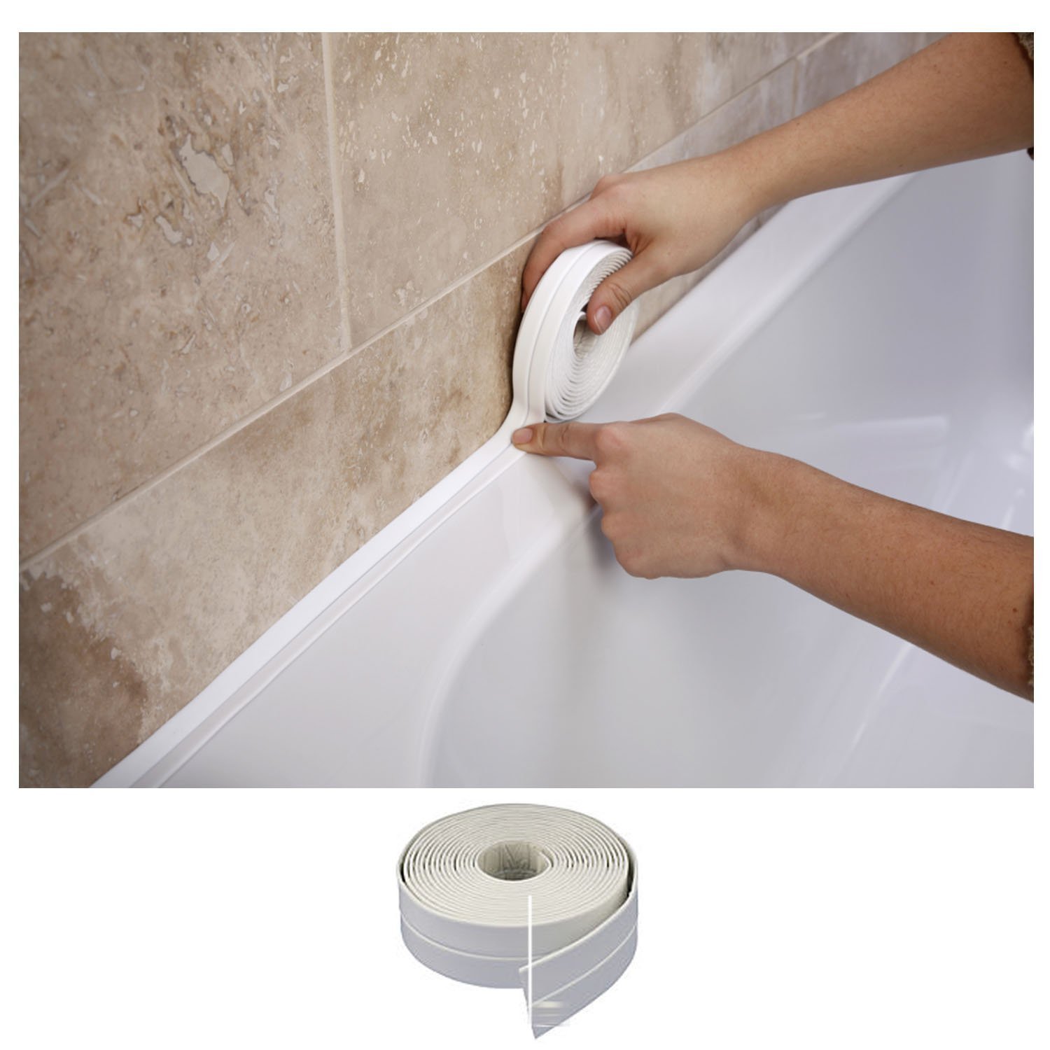 Внутренний уголок для ванной. Галтель для ванны заделать щель 80 мм. Лента герметик бортик ванны. Самоклеящаяся бордюрная лента для ванн и раковин Unibob, 38мм х 3.35м, белая. Лента на стыки между ванной и стеной.