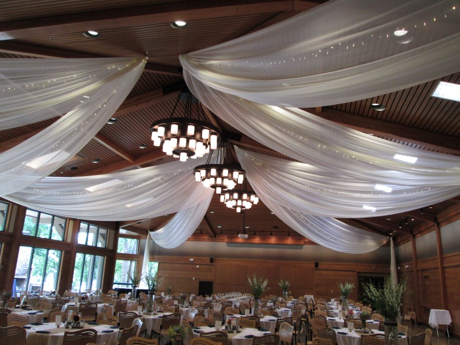 Потолок из ткани в кафе
