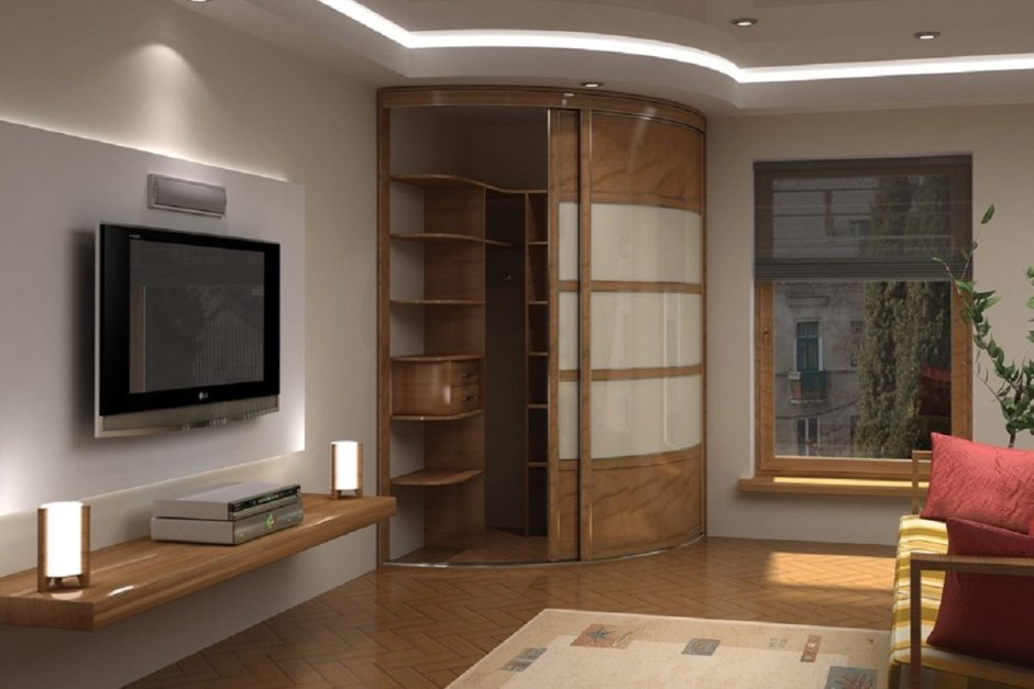 Гостиная со шкафом купе