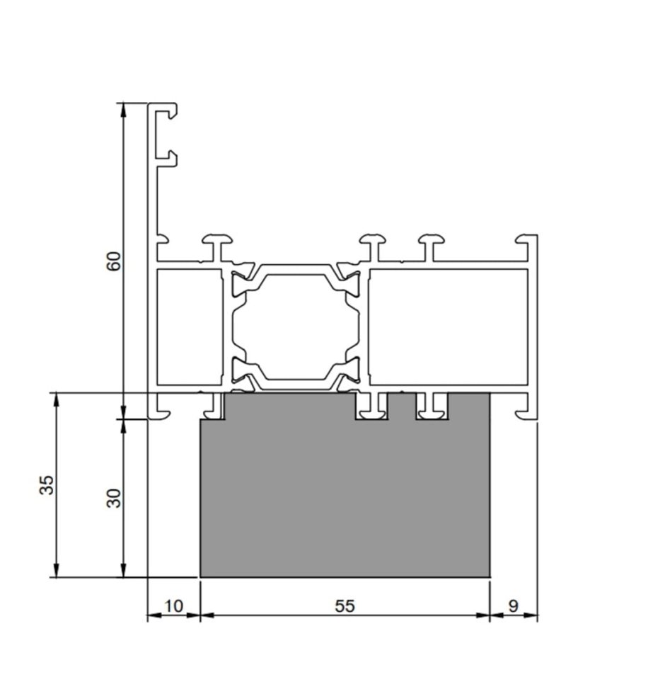 Rehau Grazio 70 мм подставочный профиль