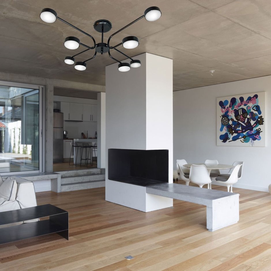 Бетонный потолок в интерьере