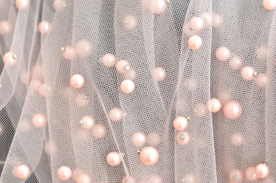 Тюль с бусинами